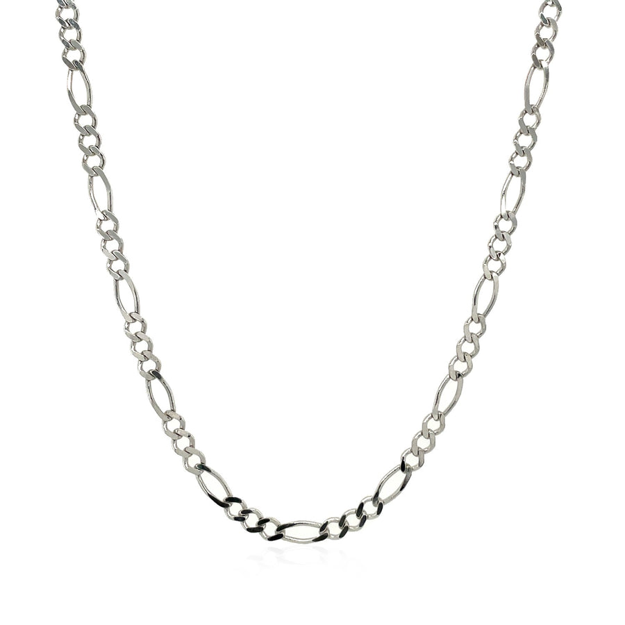 2.6mm Solid Figaro Chain - 14k White Gold