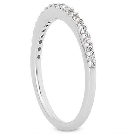 Slim Profile Diamond Micro Prong Diamond Wedding Ring Band - 14k White Gold