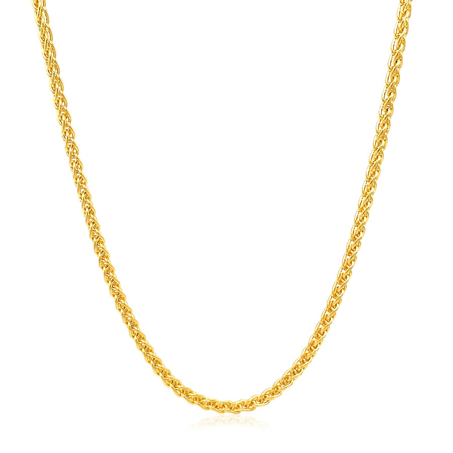 2.1mm Round Wheat Chain - 14k Yellow Gold