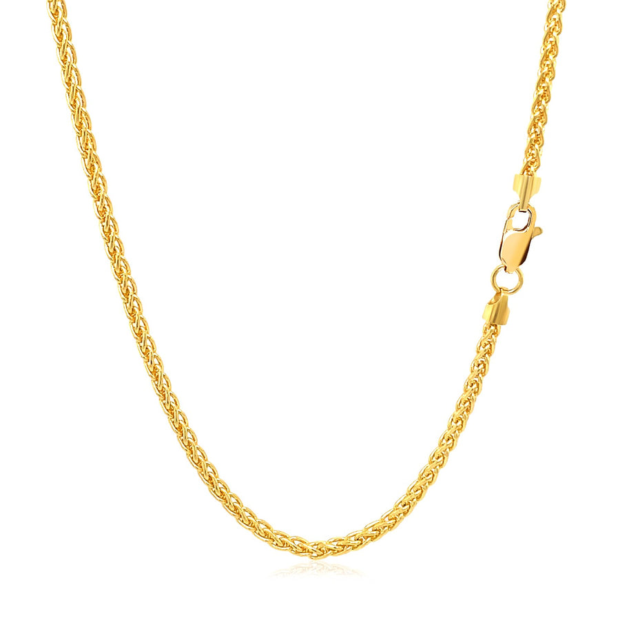 2.1mm Round Wheat Chain - 14k Yellow Gold