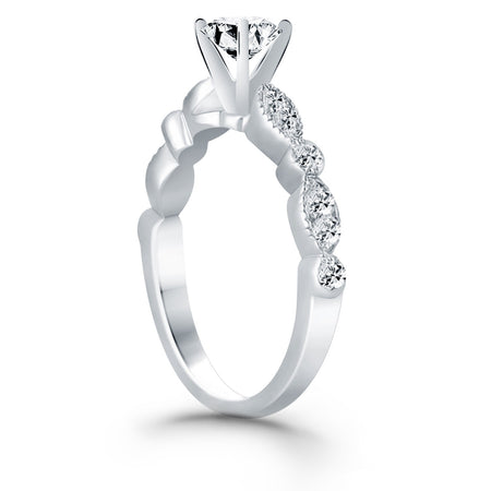 Fancy Shaped Diamond Engagement Ring - 14k White Gold