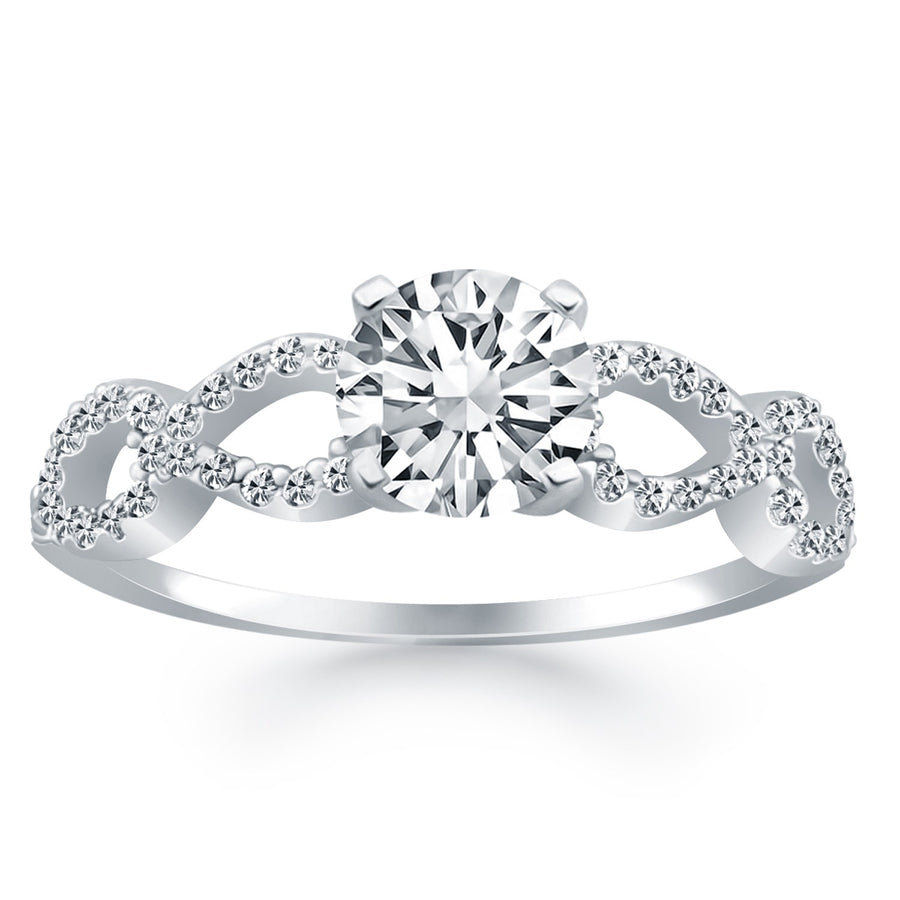 Double Infinity Diamond Engagement Ring - 14k White Gold