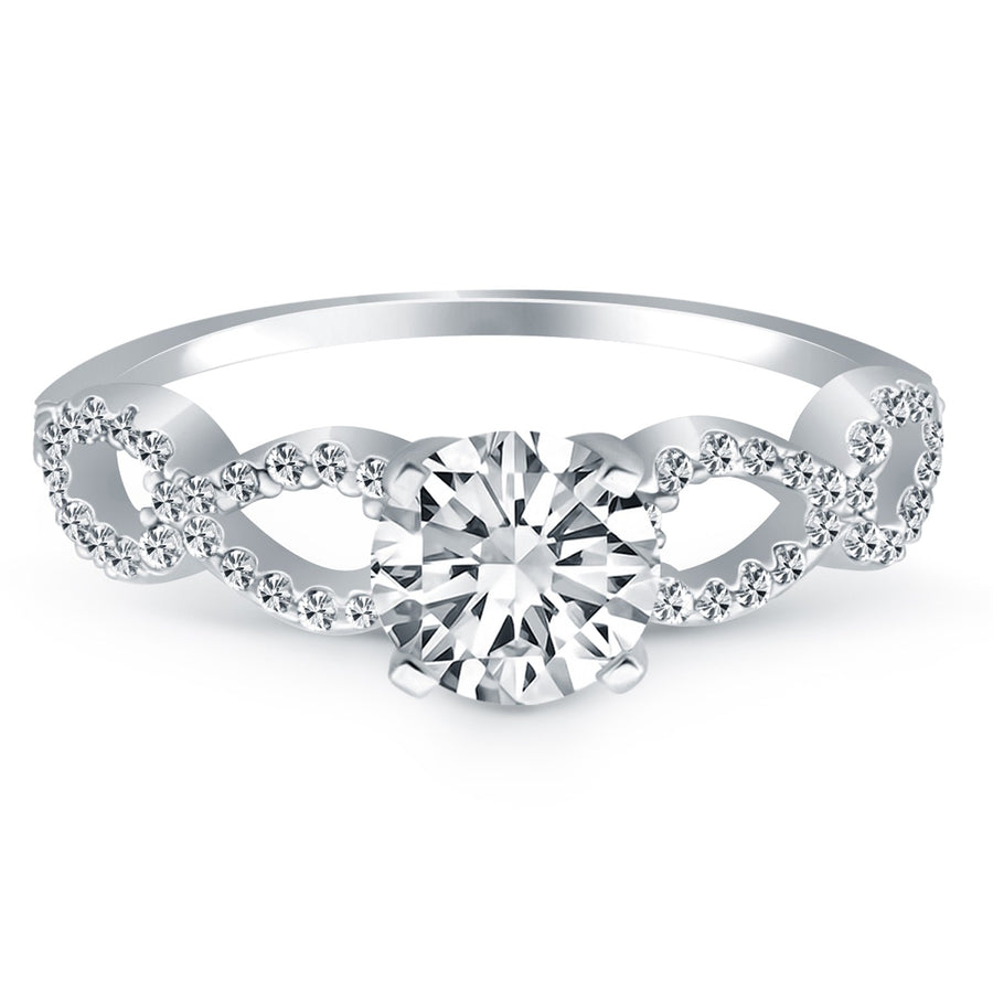 Double Infinity Diamond Engagement Ring - 14k White Gold