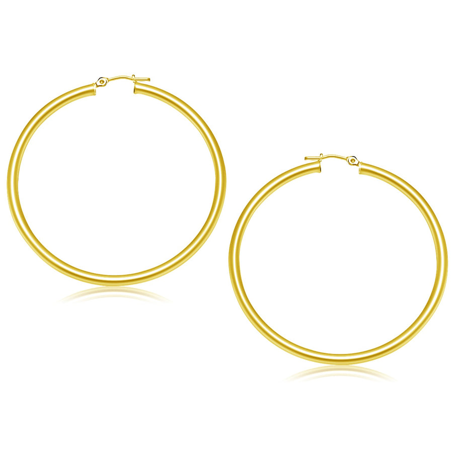 14k Yellow Gold Polished Hoop Earrings (50 mm)