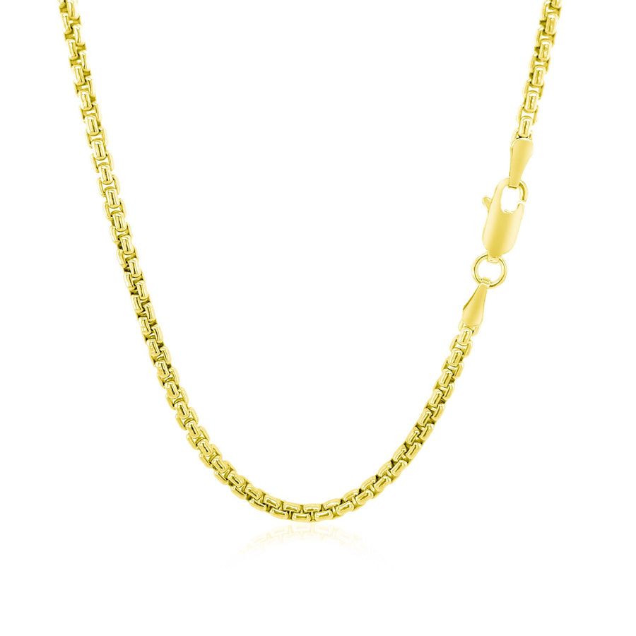 2.4mm Round Box Chain - 14k Yellow Gold