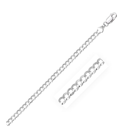 3.6mm Solid Curb Chain - 14k White Gold