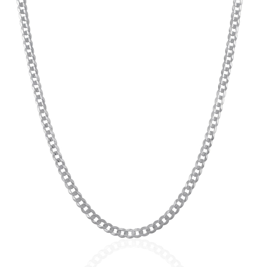 3.6mm Solid Curb Chain - 14k White Gold
