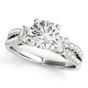 (2 cttw) Split Shank 3 Stone Round Diamond Engagement Ring - 14k White Gold