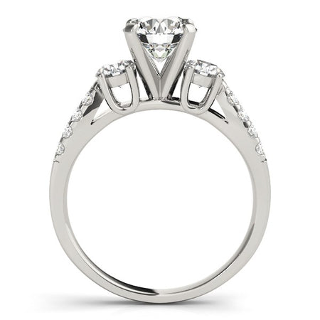 (2 cttw) Split Shank 3 Stone Round Diamond Engagement Ring - 14k White Gold