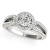 (7/8 cttw) Diamond Engagement Ring with Teardrop Split Shank - 14k White Gold