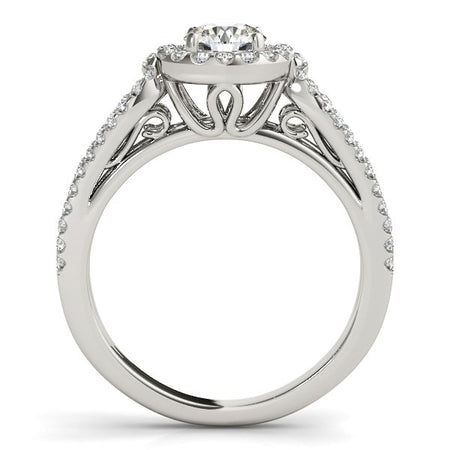 (7/8 cttw) Diamond Engagement Ring with Teardrop Split Shank - 14k White Gold