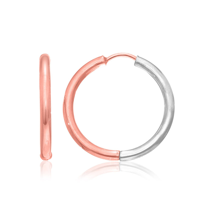 Hinged Hoop Earrings - 14k Rose & White Gold
