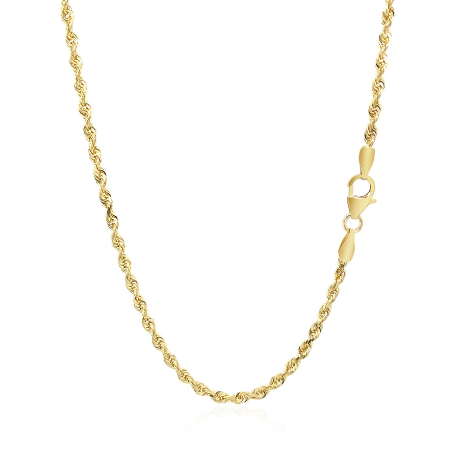 2.5mm Solid Diamond Cut Rope Chain - 14k Yellow Gold