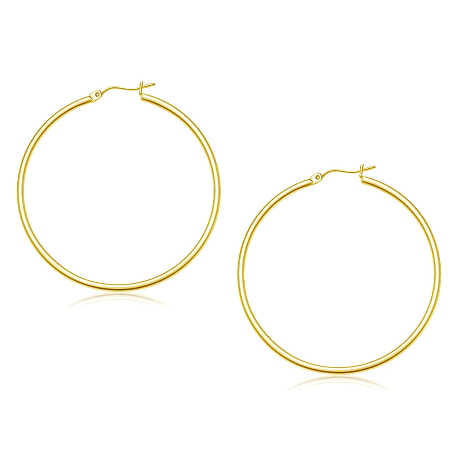 14k Yellow Gold Polished Hoop Earrings (45 mm)
