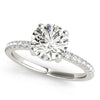 (2 1/4 cttw) Diamond Engagement Ring with Scalloped Row Band - 14k White Gold