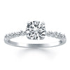 14k White Gold Diamond Engagement Ring with Shared Prong Diamond Accents