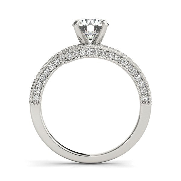 (1 1/2 cttw) Round Diamond Bypass Style Engagement Ring - 14k White Gold