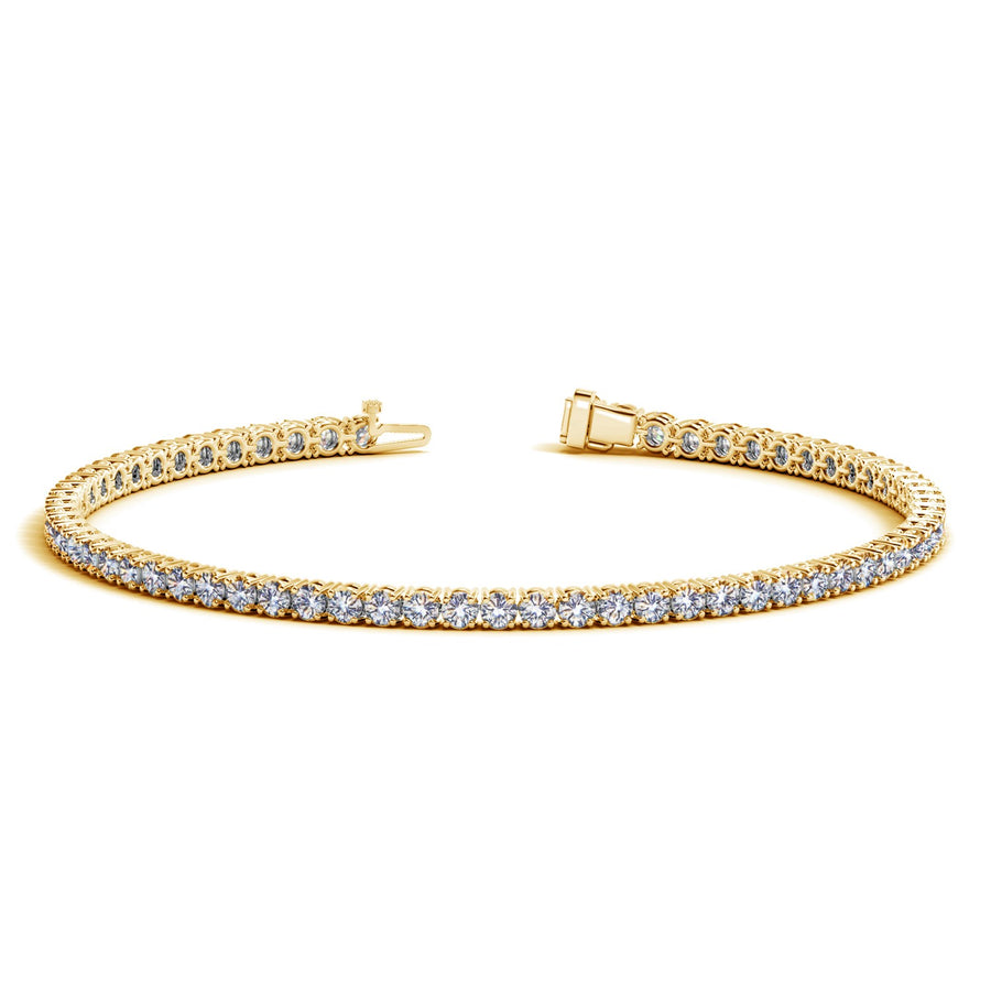 (3 cttw) Round Diamond Tennis Bracelet - 14k Yellow Gold
