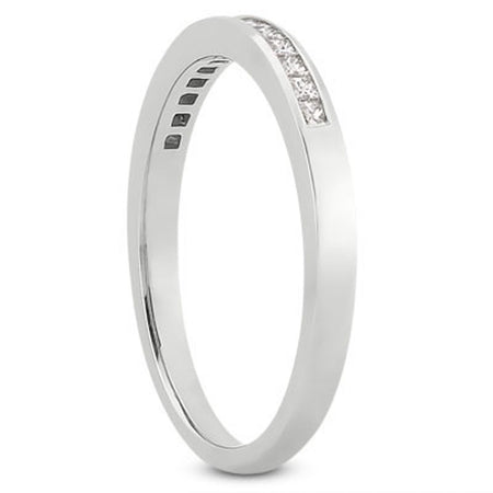 Channel Set Princess Diamond Wedding Ring Band - 14k White Gold