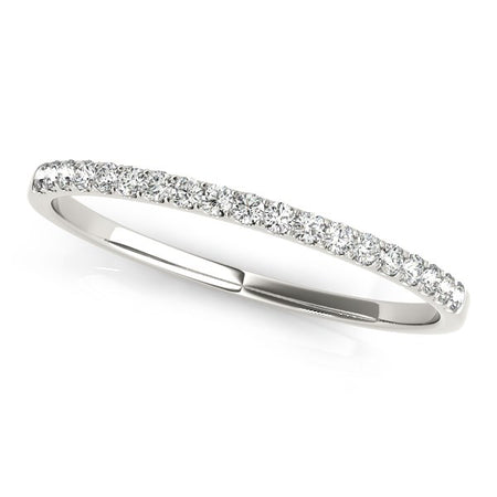 (1/8 cttw) Slim Pave Set Diamond Wedding Band - 14k White Gold