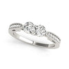 (3/4 cttw) Two Stone Diamond Ring With Milgrain Design - 14k White Gold