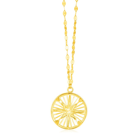 14k Yellow Gold Necklace with Compass Pendant