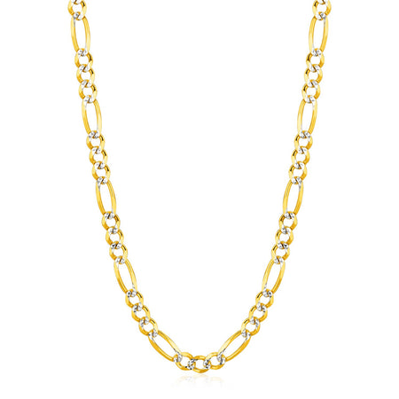 6.0mm 14K Yellow Gold Solid Pave Figaro Chain