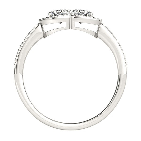 (3/4 cttw) Two Stone Diamond Halo Ring - 14k White Gold