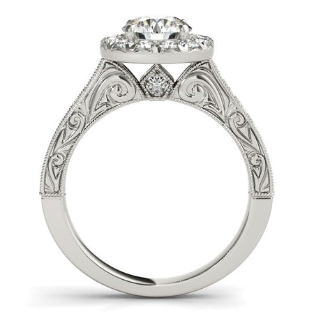 (1 5/8 cttw) Round Diamond Engagement Ring with Stylish Shank - 14k White Gold