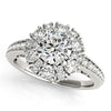 (2 cttw) Antique Style Halo Round Diamond Engagement Ring - 14k White Gold