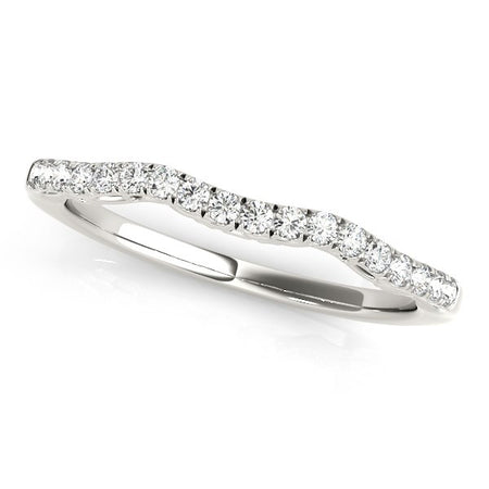 (1/5 cttw) Wave Motif Diamond Wedding Band - 14k White Gold