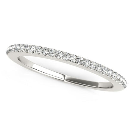 (1/8 cttw) Pave Scallop Setting Diamond Wedding Band - 14k White Gold