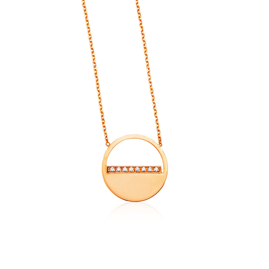 Circle Necklace W/ Diamonds - 14k Rose Gold