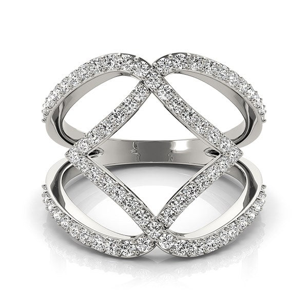 (3/4 cttw) Entwined Design Diamond Dual Band Ring - 14k White Gold