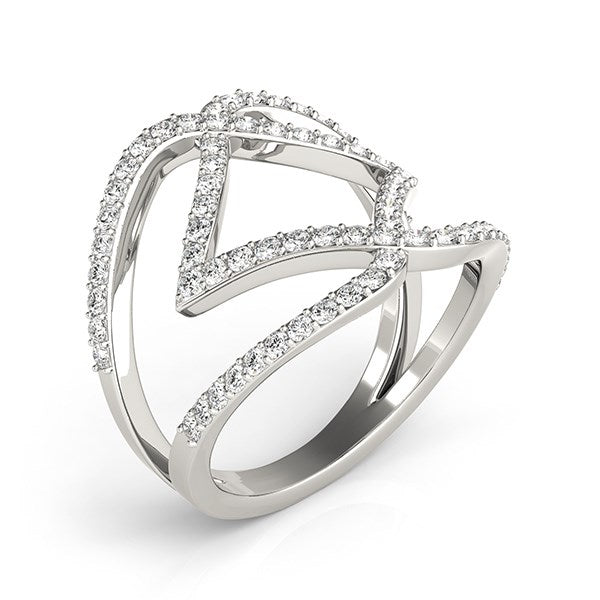 (3/4 cttw) Entwined Design Diamond Dual Band Ring - 14k White Gold