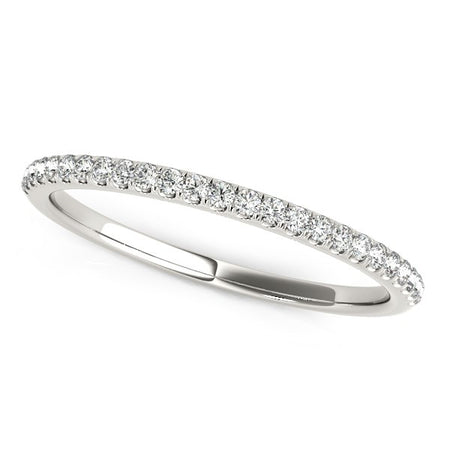 (1/8 cttw) Diamond Wedding Band in Pave Setting - 14k White Gold