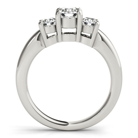 (1 cttw) Timeless 3 Stone Round Diamond Engagement Ring - 14k White Gold