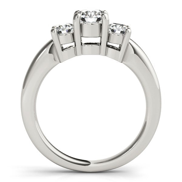 (1 cttw) Timeless 3 Stone Round Diamond Engagement Ring - 14k White Gold