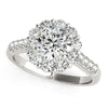 (2 1/2 cttw) Round Diamond Halo Engagement Ring - 14k White Gold