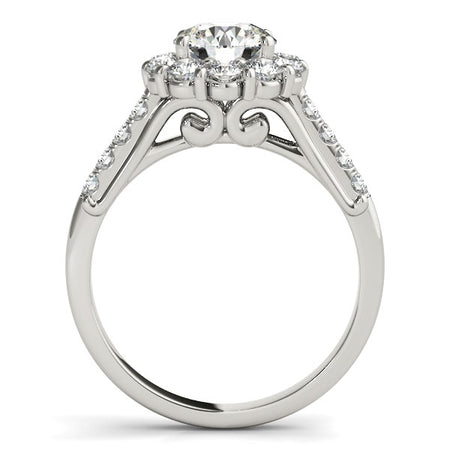 (2 1/2 cttw) Round Diamond Halo Engagement Ring - 14k White Gold