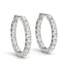 (3 1/2 cttw) Two Sided Prong Set Diamond Hoop Earrings - 14k White Gold