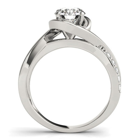 (1 1/8 cttw) Split Band Round Bypass Diamond Engagement Ring - 14k White Gold