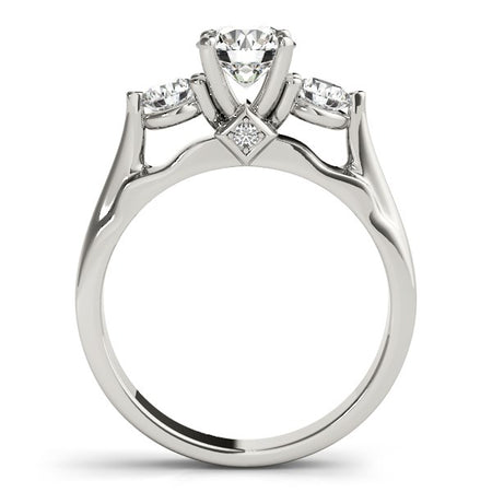 (1 3/8 cttw) 3 Stone Prong Setting Diamond Engagement Ring - 14k White Gold
