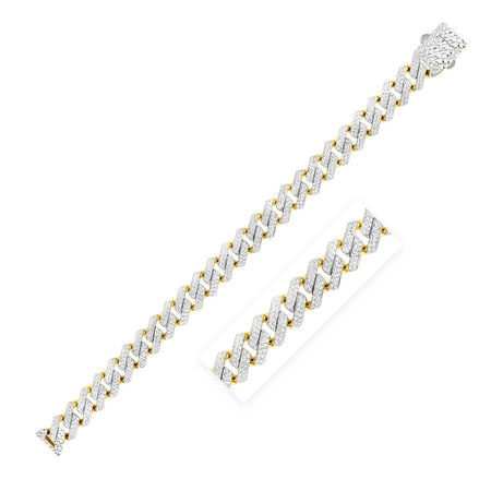 Modern Lite Edge Chain with White Pave in 14k Two Tone Gold (11.5mm)