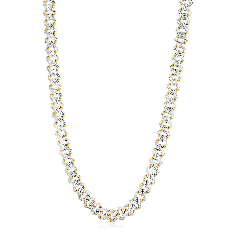 Modern Lite Edge Chain with White Pave in 14k Two Tone Gold (11.5mm)