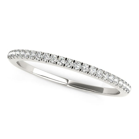 (1/8 cttw) Scallop Style Setting Diamond Wedding Band - 14k White Gold