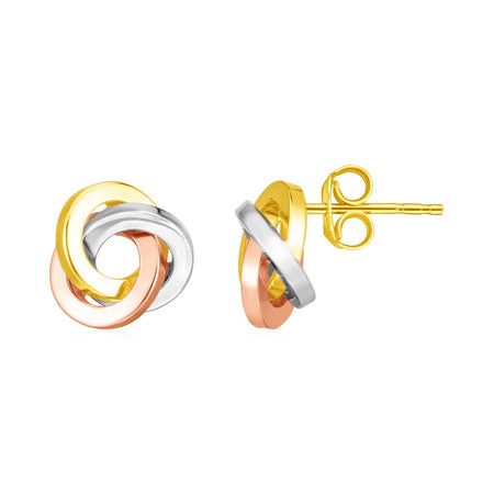Love Knot Earrings - 14k Tri Color Gold