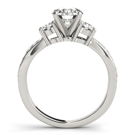 (1 5/8 cttw) Split Shank Round Diamond Engagement Ring - 14k White Gold