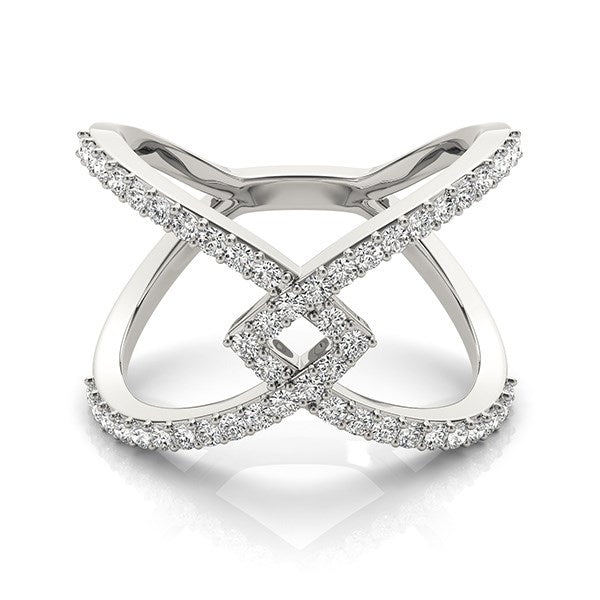 (1/2 cttw) Fancy Entwined Design Diamond Ring - 14k White Gold