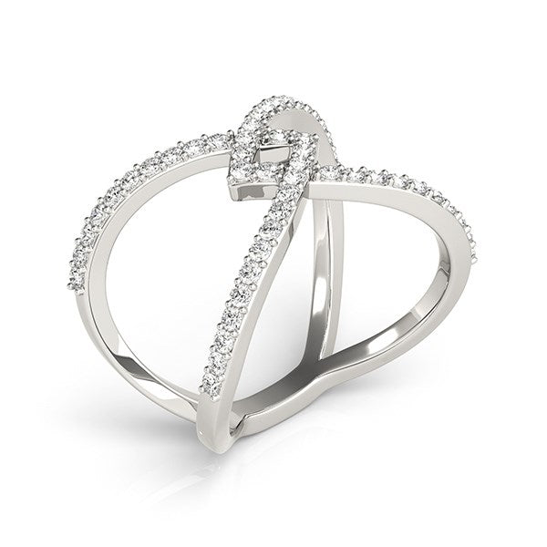 (1/2 cttw) Fancy Entwined Design Diamond Ring - 14k White Gold